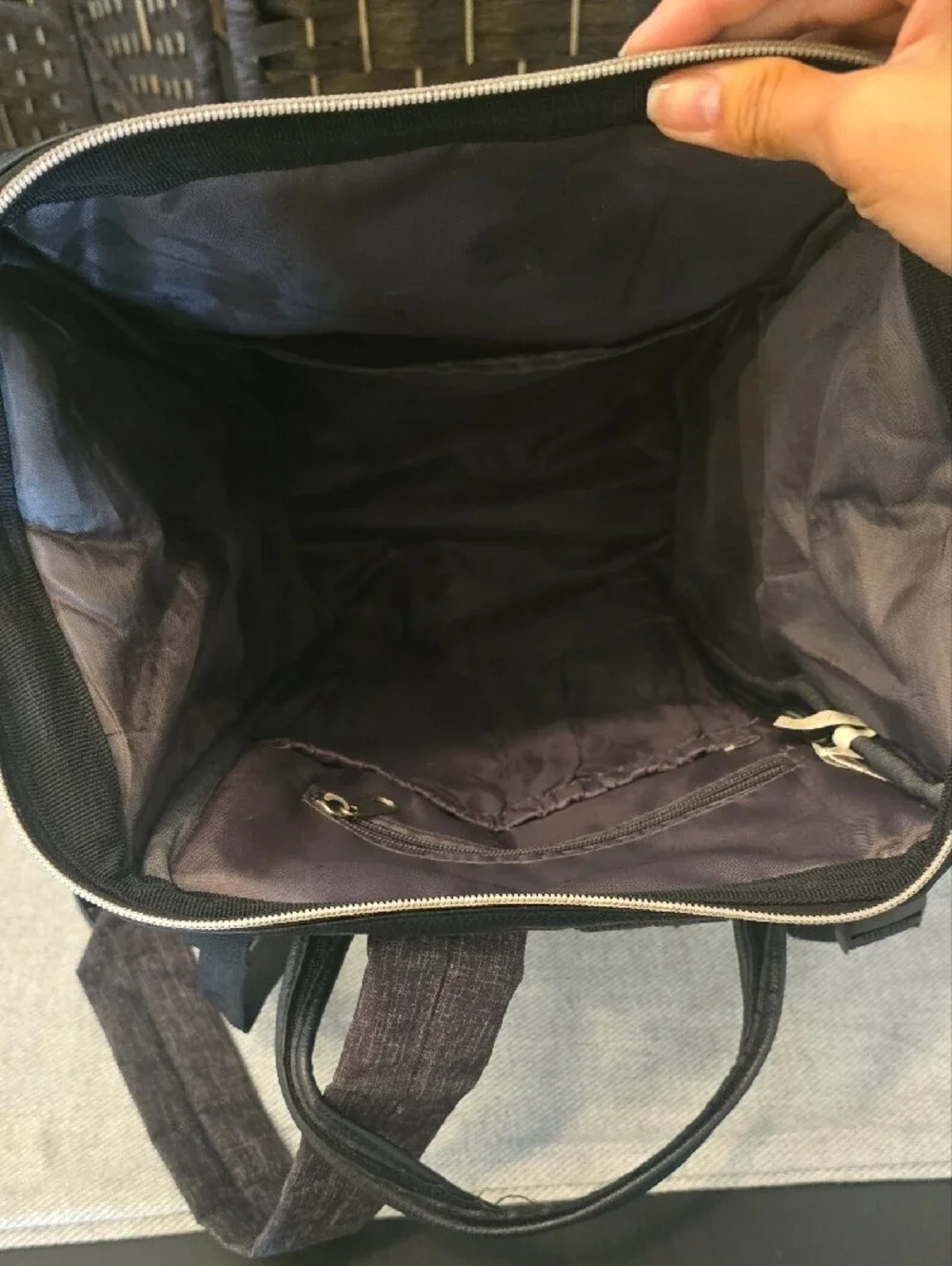 Bananafish Midi Backpack Diaper Bag - Black Heather Charcoal, EUC CLEAN